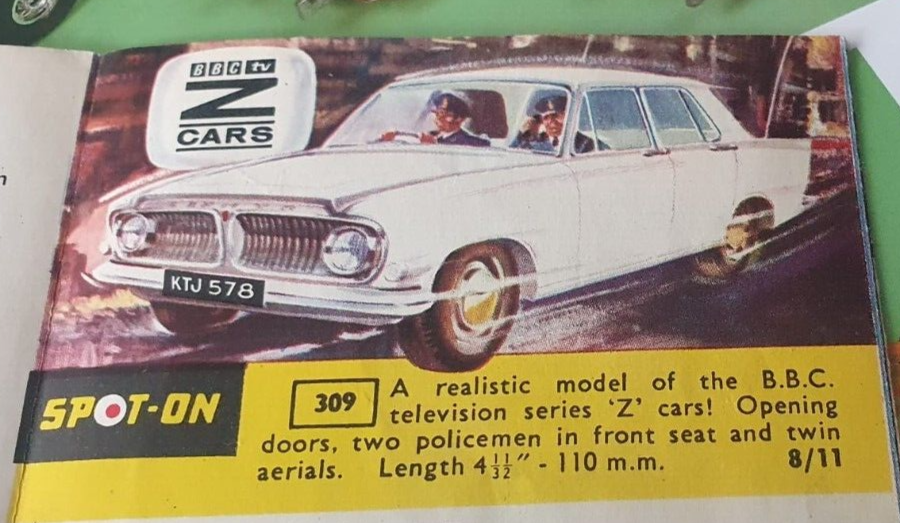 BOXED Tri-ang Spot On - 309 - Very rare Ford Zephyr Police Car - Z