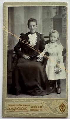 orig. CDV photo photography picture old fashion around 1890 Schärding mother child girl
