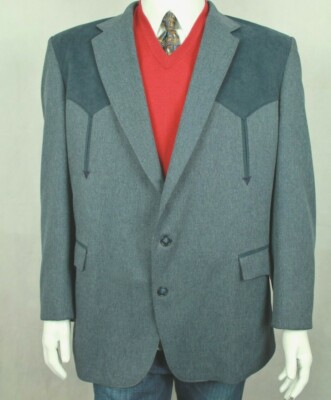 CIRCLE S ''BOISE'' BLUE POLYESTER WESTERN SPORT COAT BLAZER SIZES 40-56L US
