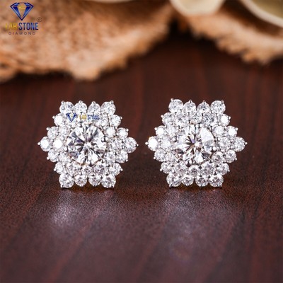 3.08 TDW Round Cut Diamond  Earring by Labstone 18kt Yellow Gold