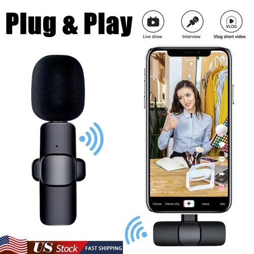 Wireless Lavalier Microphone Mic For iPhone iPad Live Stream YouTube Tiktok USA - 第 1/12 張圖片