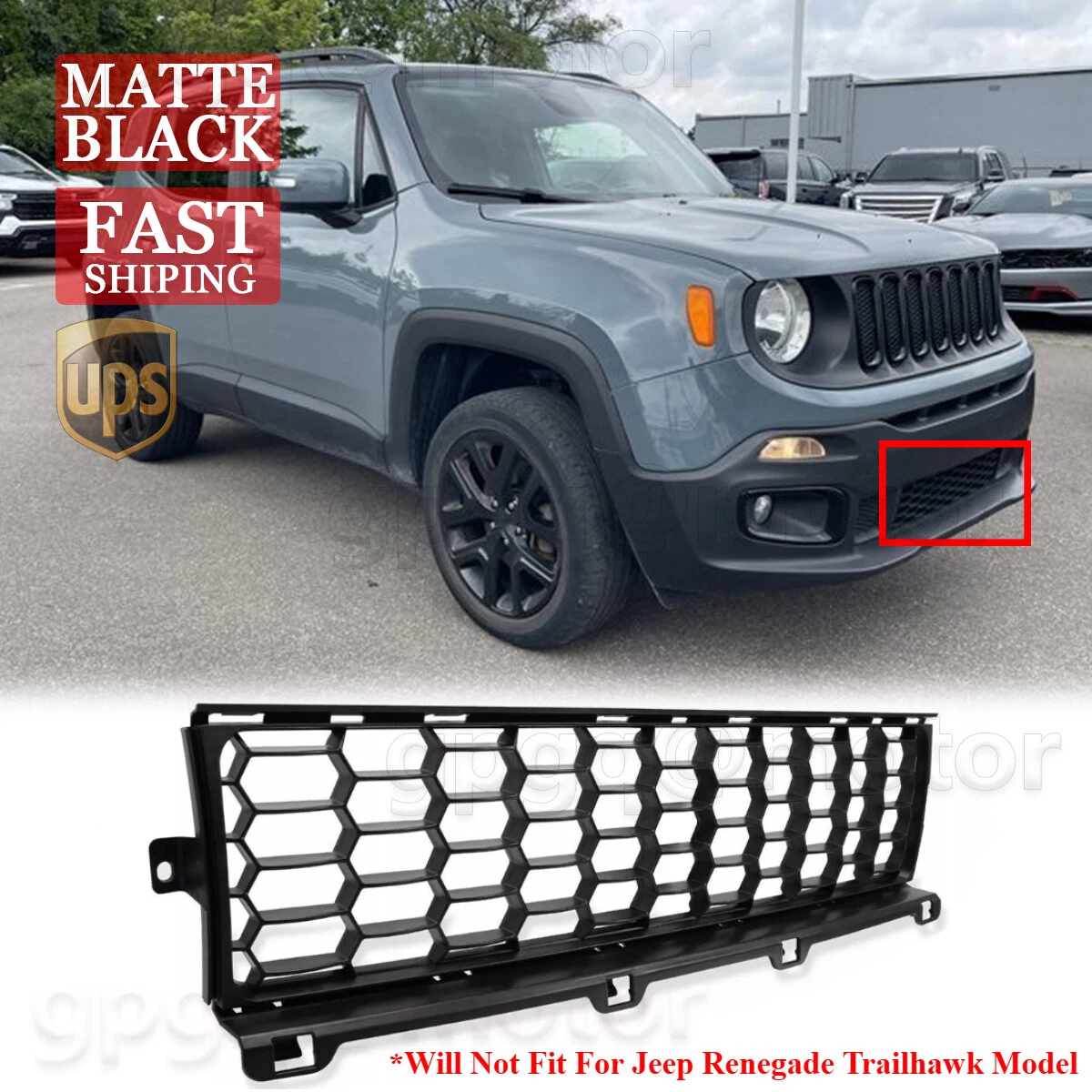 Kit De 7 Insertos De Parrilla Para Jeep Renegade (2019-2024) - Cubierta Decorativa Frontal De Malla - Fácil Instalación Con Adhesivo 3M