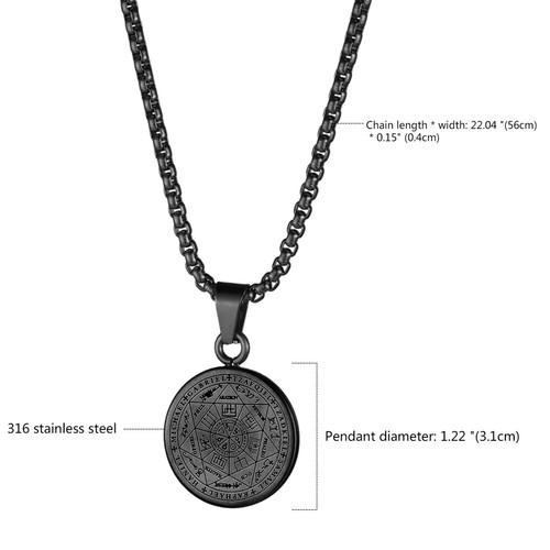 Men's The Seal of The Seven Archangels Amulet Pendant Necklace Stainless Steel - Picture 7 of 16