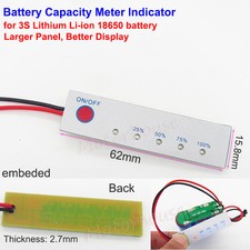 3S Lithium Li-ion 18650 Battery Power Capacity Level Percent Indicator LED Meter