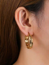 Joyería de Moda Argollas Aretes en Oro 10K Regalo Para Mujer Pendientes Colgante