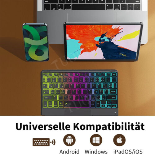 QWERTZ Bluetooth Tastatur Maus Kompatibel mit Android/Windows/iPad iOS Tablet DE - Bild 128 von 175