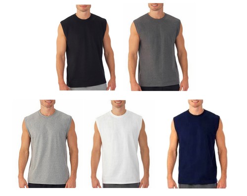 Mens Sleeveless Muscle Tee Cotton Solid Blank Tank T Shirt Hot Summer Gym Top - Picture 1 of 44