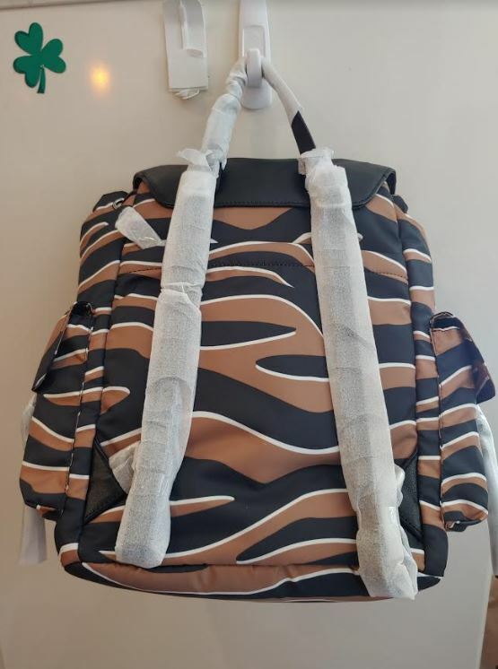 Rebecca Minkoff Bowie Nylon /Leather Backpack Bag Zebra Silver Hardwr