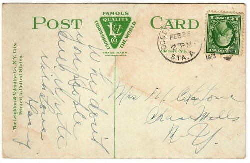 Washington Street East in Ogdensburg NY Postcard 201686 - Postmarked 1913 - Picture 2 of 2