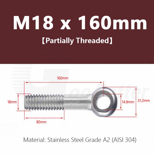 Forged Eye Bolt M5 - M24 Catenary Wire Hanging Screws DIN 444 Stainless Steel A2 - Picture 120 of 152