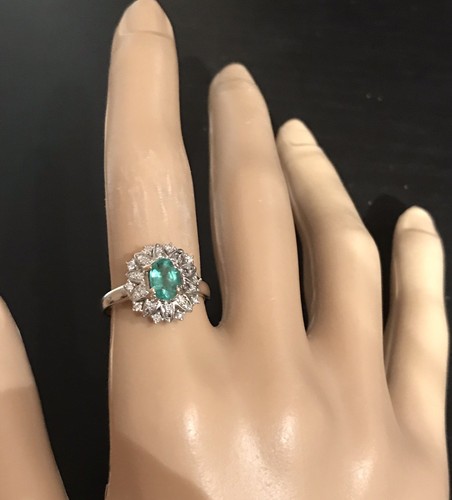 ESTATE ! 1.13 CTW NATURAL EMERALD AND REAL DIAMONDS RING IN 14K GOLD - Picture 11 of 11