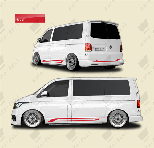 Fits VW T5 T6 Transporter SWB - Full Van Decal Stripe Kit with Both Sides + Rear - Picture 8 of 18
