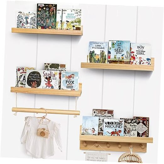 Kids Floating Book Shelves for Wall Nursery, Hanging Book Shelf Wall