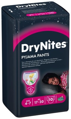 DryNites Pyjama Pants - (Girl 4-7 J.), 6x9 Stück, Bettnässen