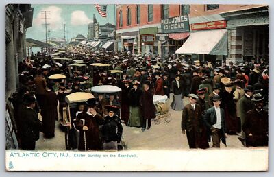 Atlantic City NJ~Easter Sunday Crowd on Boardwalk~Paul Jones 10c Cigar~1905 TUCK