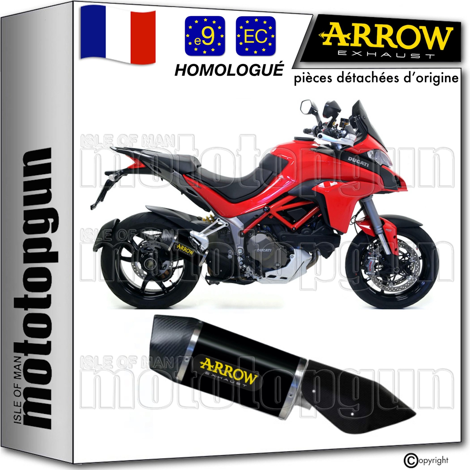 Échappement Arrow Indy-Race noir moto Ducati Multistrada 1200 2016 silencieux homologué