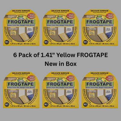 6 Pack FrogTape 1.41 in. W x 60 yd. L Yellow Painter's Tape Delicate Surface