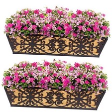2 Pack Window Boxes Planters Railing Planter Box with 24 Inch 2 Pack-black