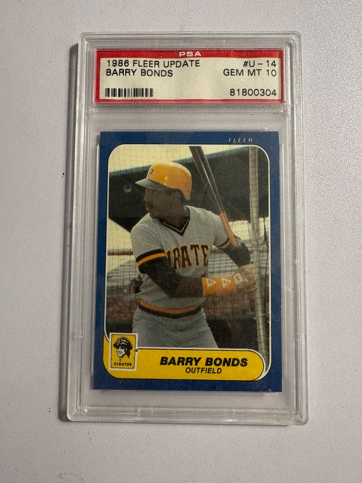 Barry Bonds 1986 Fleer Update #U-14 Rookie Card RC Pirates PSA 10 GEM MINT view 3