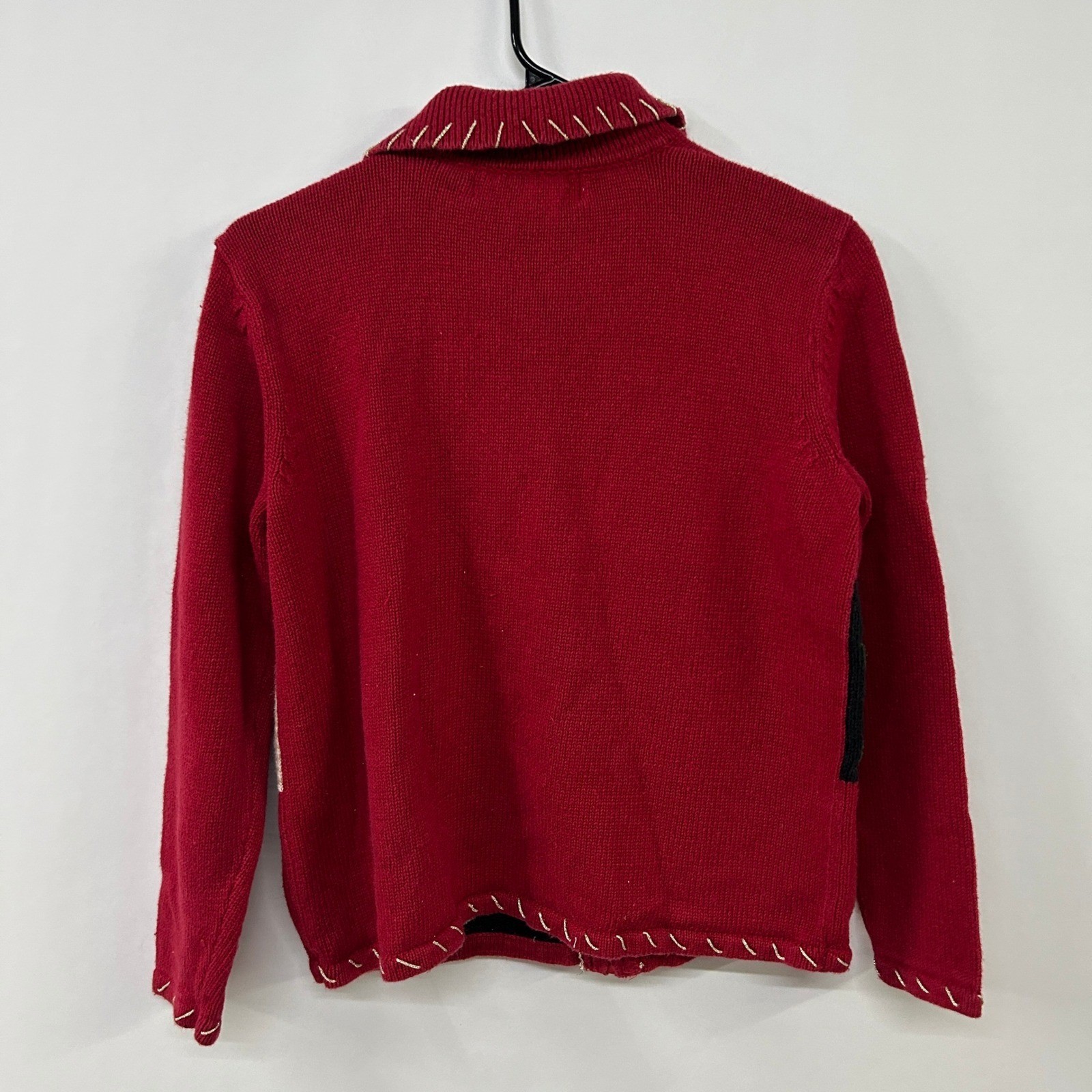 Christmas Embroidered Patchwork Zip Front Cardiga… - image 6