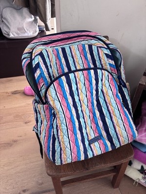 Vera Bradley Essential Backpack Large Campus Book Bag With Trolley Sleeve