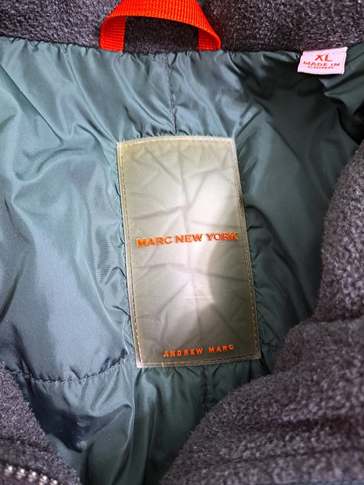 Marc Нью-Йорк мягкая подкладка Bomber куртка мужчин XL хаки флис с подкладкой пальто Harrington - Изображение 3 из 4