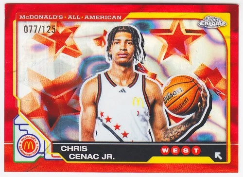 2025 Topps Chrome McDonald's Chris Cenac Jr. RC Red RayWave Refractor #77/125!!