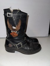 Harley Davidson Flying EAGLE Vintage Black Engineer Motorcycle Biker Boots Sz 9