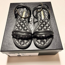 CHANEL Quilted Charm Sandals Size 35.5 Luxury Footwear