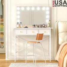 Modern Vanity Desk W/ 3 Drawers Storage Makeup Table Compact Stylish Furniture