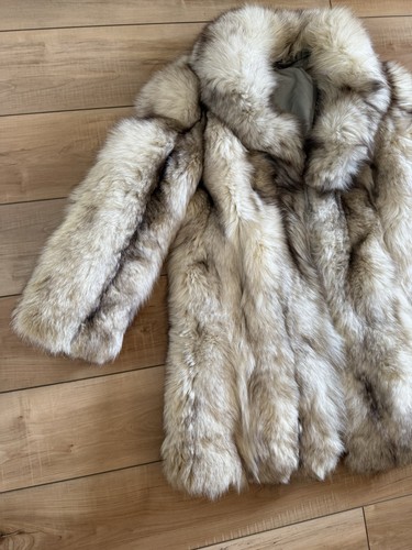 AUTHENTIC SILVER FOX FUR COAT By Saga Fox Mid-length Vintage Large Heavy 80s - Picture 3 of 15
