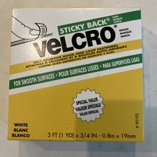 White Velcro Sticky Back Tape Hook and Loop Fastener 3/4" x 3 ft Roll