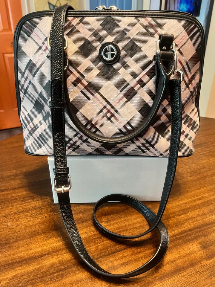 Сумка Giani Bernini Saffiano в клетку купольная с двойными ремнями через плечо и через плечо - Изображение 2 из 4