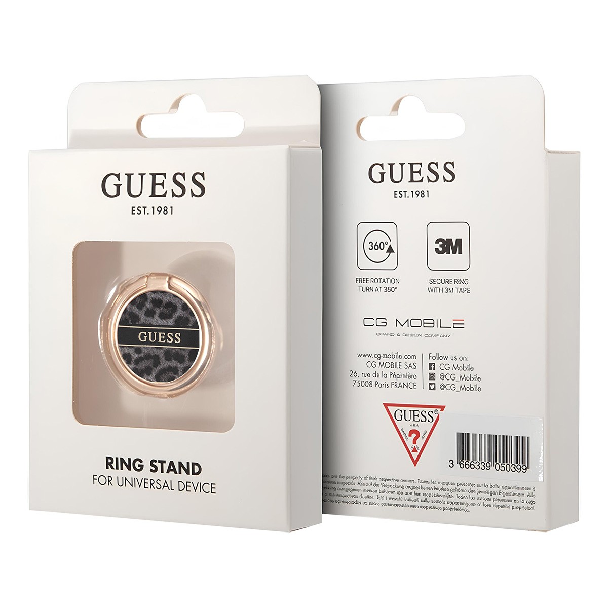 Anneau de support Guess imprimé léopard noir pour smartphone - 4