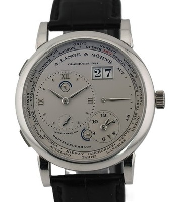 A. Lange & Söhne Lange 1 Zeitzone / Time Zone 950er Platin 116.025 Herrenuhr B&P