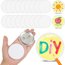 20 Pcs White Button Pins 2.25 Inch/ 58 Mm, Blank Metal Pin for DIY