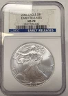 2006 AMERICAN SILVER EAGLE $1 EARLY RELEASES NGC MS 70