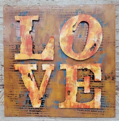 LOVE Word Wall Art Handmade 3D Acrylic Painting Metal Sculpture for Home Gift