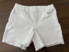 Justice White Mid Rise Denim Shorts Frayed Hem Pockets Girls Size 14 EUC