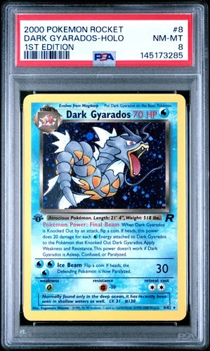 2000 POKEMON ROCKET 1ST ED #8 DARK GYARADOS-HOLO PSA 8