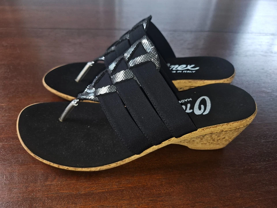 Sandalia Onex Shana para mujer talla 7 negra NUEVA PRECIO DE VENTA SUGERIDO POR EL FABRICANTE 135,50 $ negra y plateada Foto 3 de 4