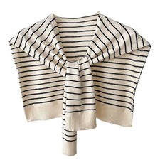 Women Shoulder Shrug Shawl Wrap, Knitted Scarf Cape Pashmina Shawls Stripebeige