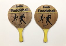 Vintage Yellow Beach Backyard Picnic Play Wood Franklin Paddleball Paddles 2 