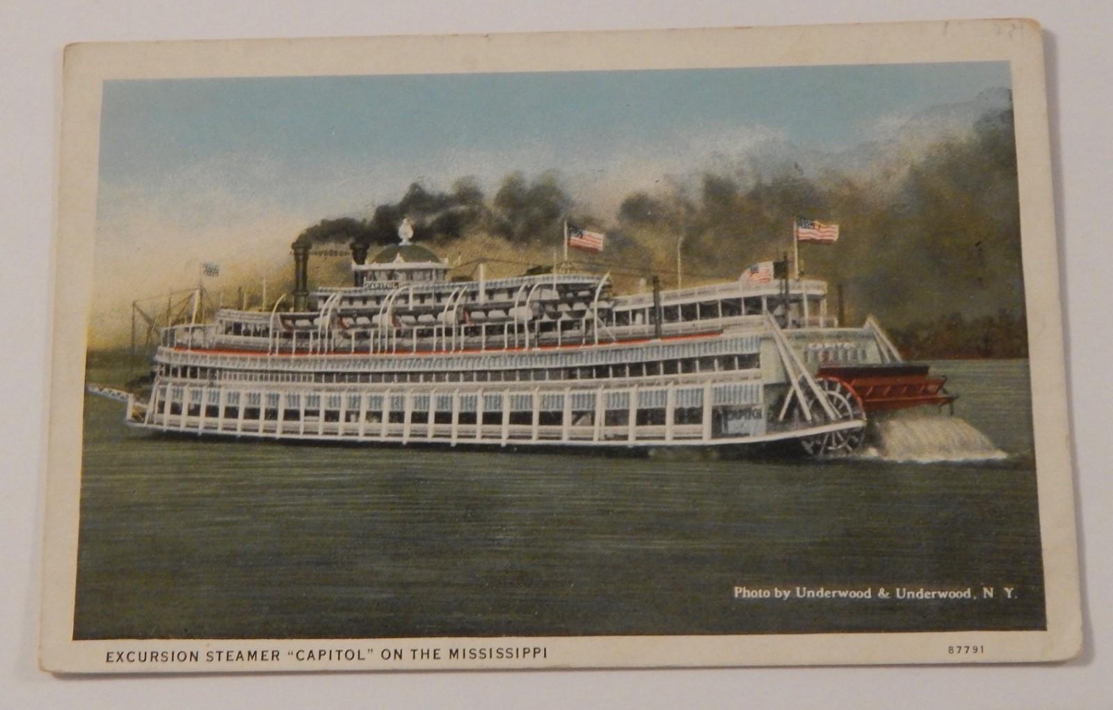 Steamship Capitol postcard excursion steamer on the Mississippi unused