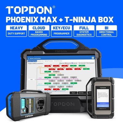 TOPDON Phoenix MAX + T-ninja Box OBD2 Scanner ECU Key Coding Programming Tools