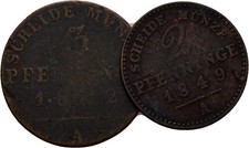 Prussia Penny 1849 2 Piece Coin Original #LET252