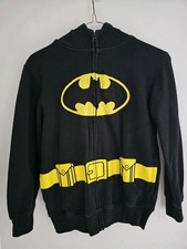 Batman Hoodie With Eye Mask - Kids Large 10/12- Black Full Zip Hoodie DC Comics