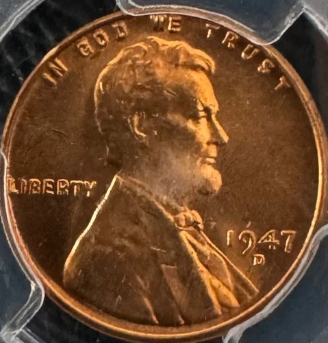 1947 D Lincoln Wheat Cent MS65 RED PCGS