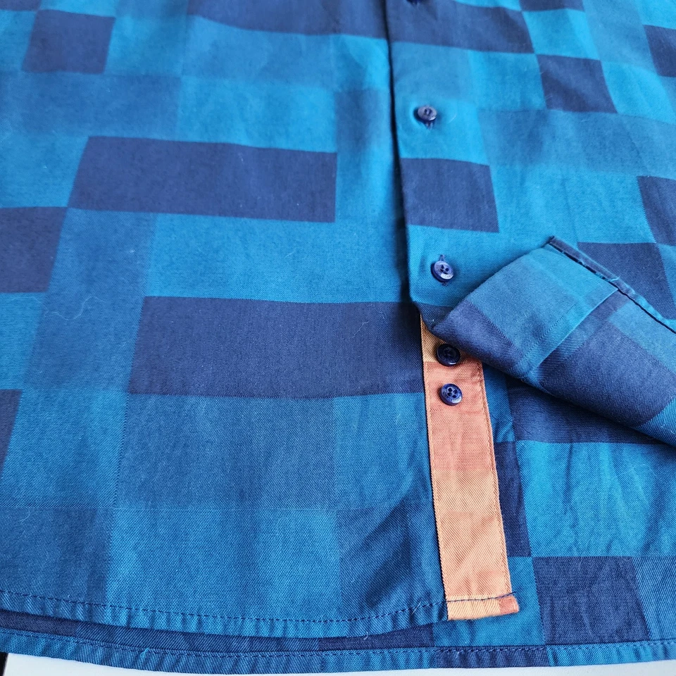 Camisa de vestir Steven Land para hombre alta azul verdoso a cuadros talla 3XLT (19) manga larga Foto 3 de 4