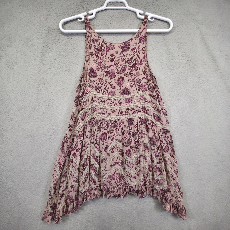 Top Free People Intimately Mujer M Púrpura BohoFloral Encaje Gran Tamaño Asimétrico Foto 3 de 4